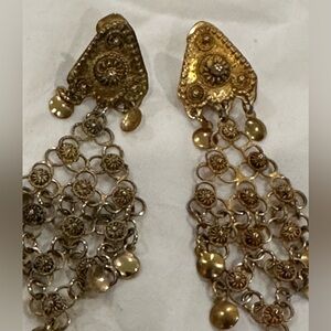 Gold Tone Preppy Womens Tassel Drop Earrings Sparkling tassel Clip-On Earrings